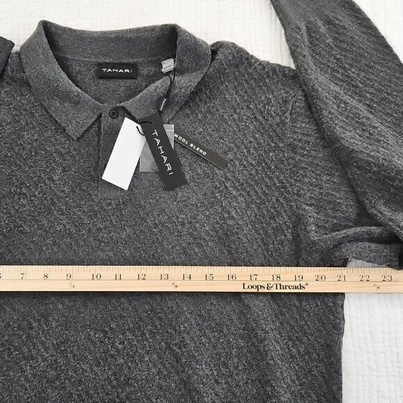 Tahari Wool Blend Sweater Men's Medium Grey Long Sleeve Pullover NWT MSRP $70 - Picture 11 of 16